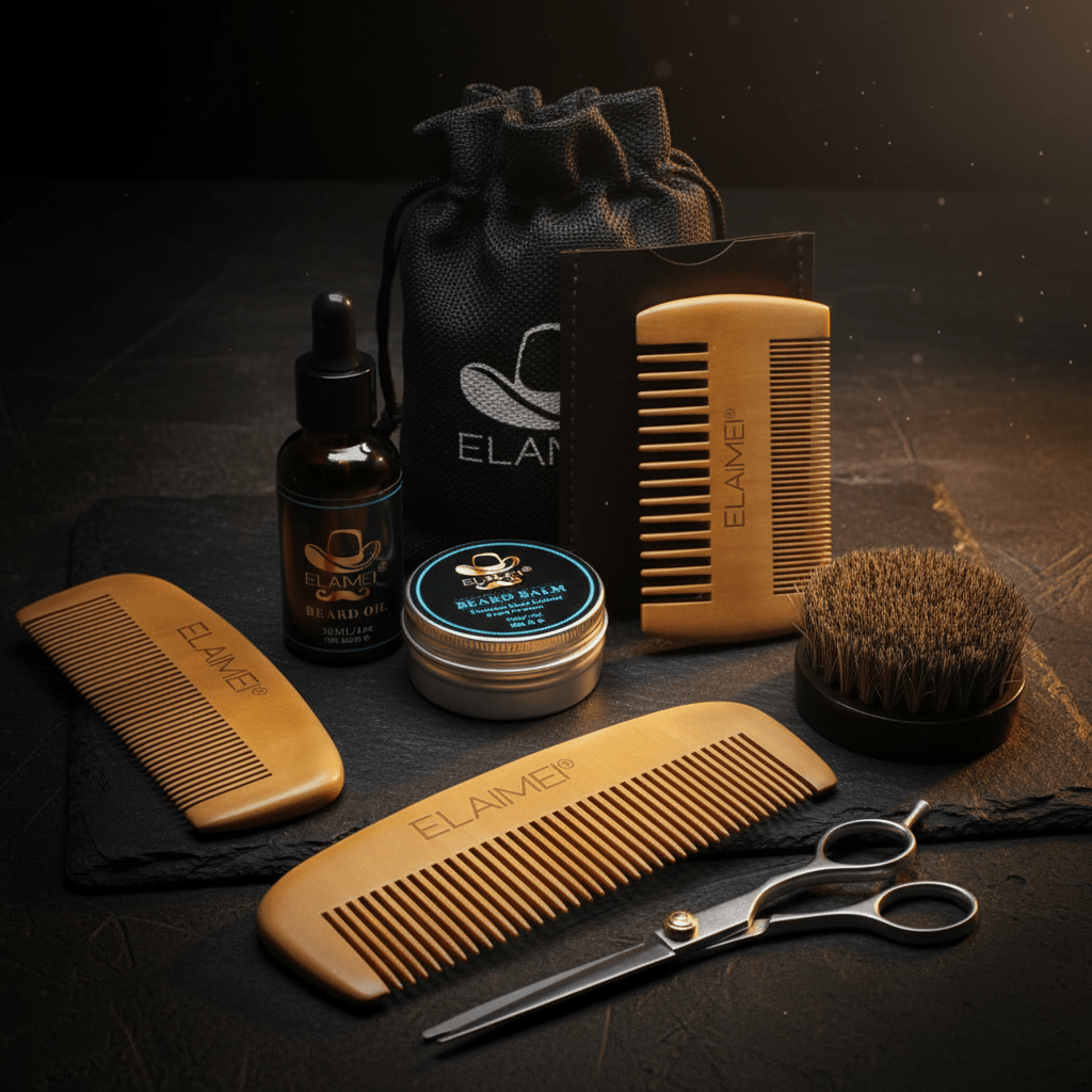 Fay Beauty – Sunset Audacity | Set d'Outils de Soin de la Barbe avec Peigne et Huile (6 Pcs) - Fay Beauty